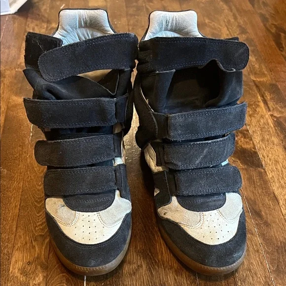 Isabel Marant Beckett sneaker with built in wedge Bluish Black and White - Picture 1 of 6